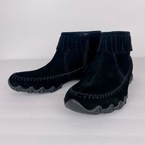 Skechers Women's Relaxed Fit Fringe Ankle Boots Sz 8.5 Black Memory Foam  Boho